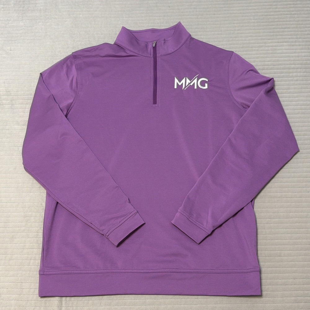 Peter Millar Perth 1/4 Zip Mens L Purple Logo Golf Pullover ek40b